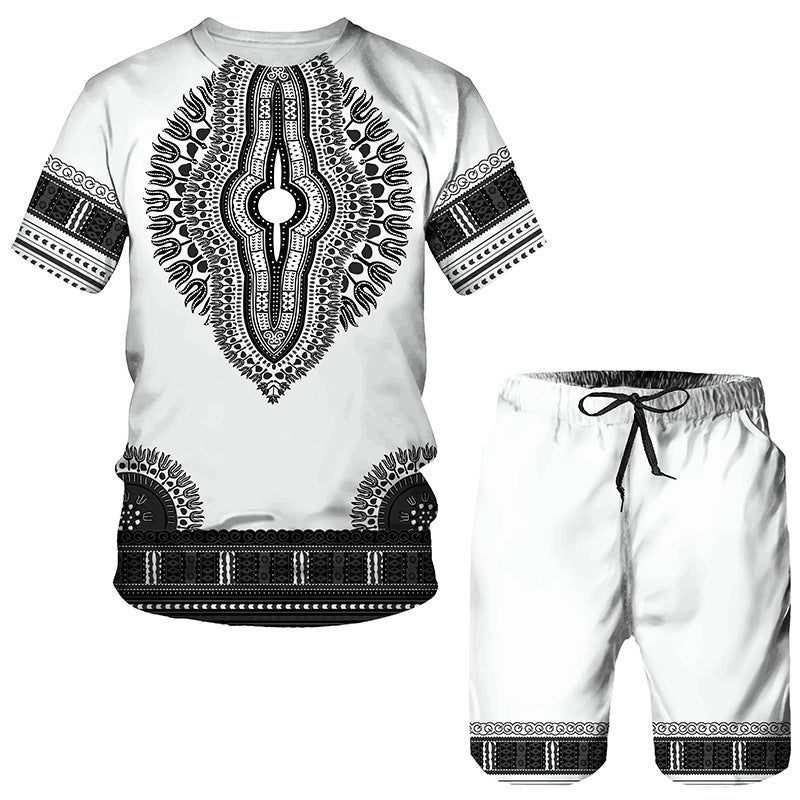 European Code Hawaii Seaside 3D Printing Men'S Casual Loose Suit Beach Short Sleeve Shorts - Image 1